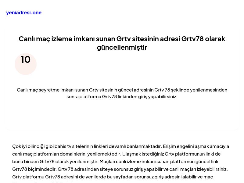 Canlı maç izleme imkanı sunan Grtv sitesinin adresi Grtv78 olarak güncellenmiştir - Ekran Görüntüsü