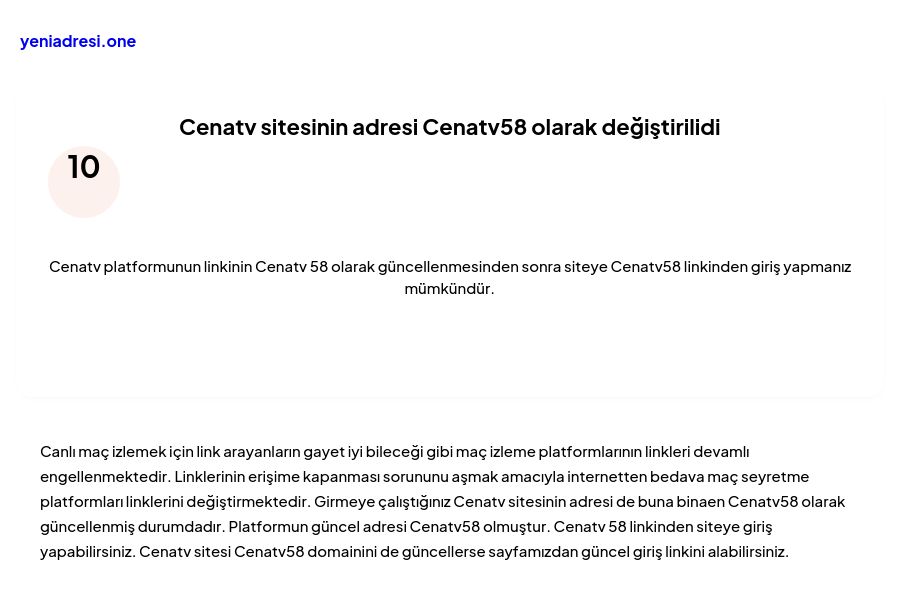 Cenatv sitesinin adresi Cenatv58 olarak değiştirilidi - Ekran Görüntüsü