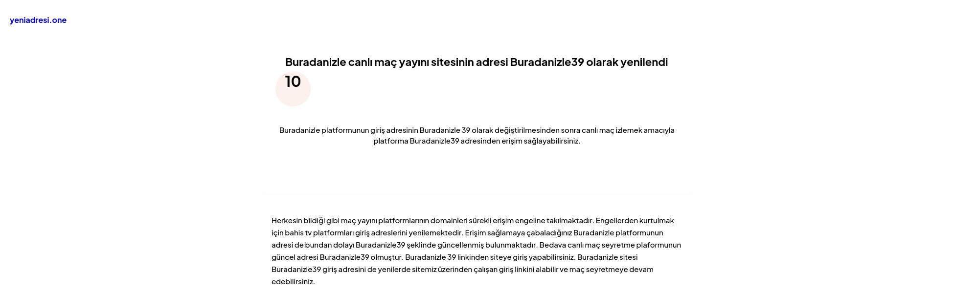 Buradanizle canlı maç yayını sitesinin adresi Buradanizle39 olarak yenilendi - Ekran Görüntüsü