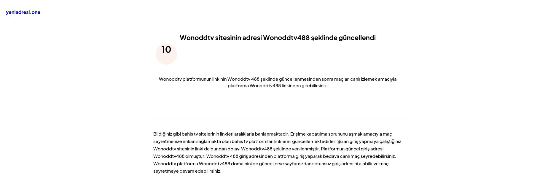 Wonoddtv sitesinin adresi Wonoddtv488 şeklinde güncellendi - Ekran Görüntüsü