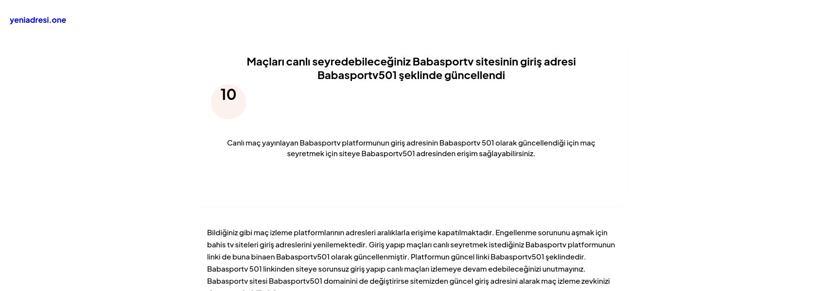 Maçları canlı seyredebileceğiniz Babasportv sitesinin giriş adresi Babasportv501 şeklinde güncellendi - Ekran Görüntüsü