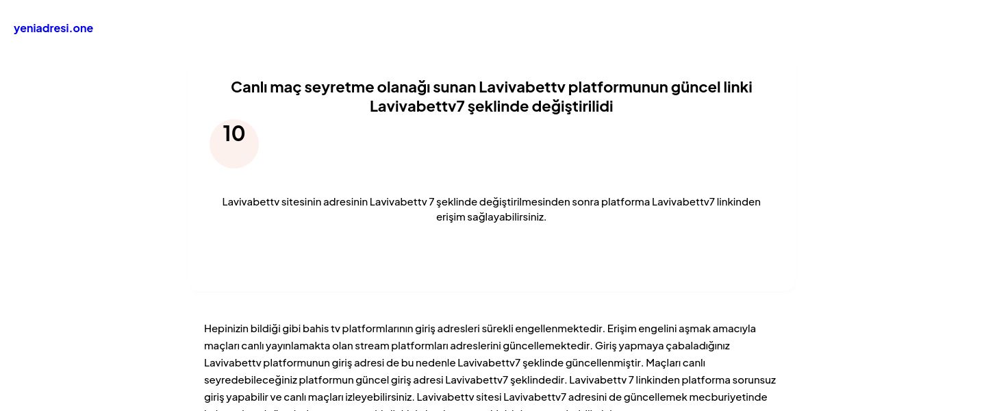 Canlı maç seyretme olanağı sunan Lavivabettv platformunun güncel linki Lavivabettv7 şeklinde değiştirilidi - Ekran Görüntüsü