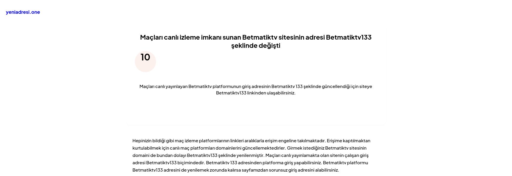 Maçları canlı izleme imkanı sunan Betmatiktv sitesinin adresi Betmatiktv133 şeklinde değişti - Ekran Görüntüsü