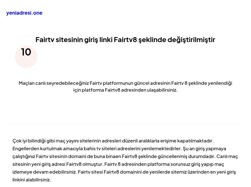 Fairtv sitesinin giriş linki Fairtv8 şeklinde değiştirilmiştir - Ekran Görüntüsü