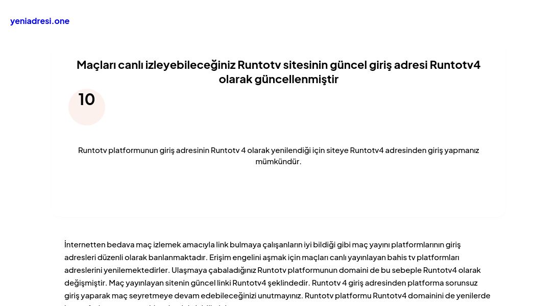 Maçları canlı izleyebileceğiniz Runtotv sitesinin güncel giriş adresi Runtotv4 olarak güncellenmiştir - Ekran Görüntüsü
