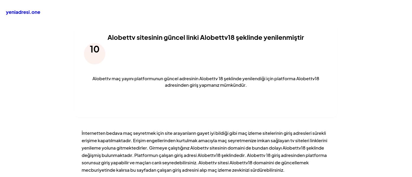 Alobettv sitesinin güncel linki Alobettv18 şeklinde yenilenmiştir - Ekran Görüntüsü