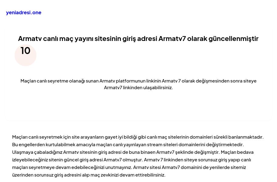 Armatv canlı maç yayını sitesinin giriş adresi Armatv7 olarak güncellenmiştir - Ekran Görüntüsü