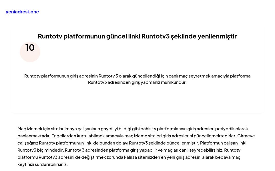 Runtotv platformunun güncel linki Runtotv3 şeklinde yenilenmiştir - Ekran Görüntüsü
