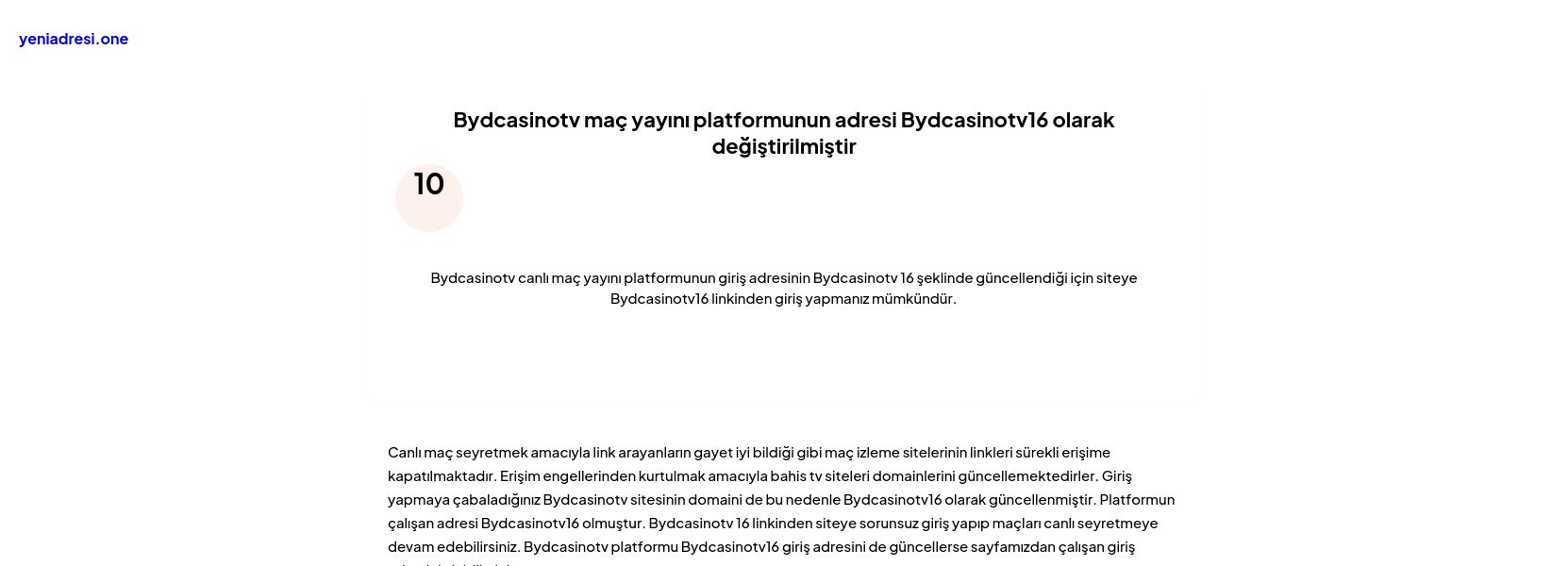 Bydcasinotv maç yayını platformunun adresi Bydcasinotv16 olarak değiştirilmiştir - Ekran Görüntüsü