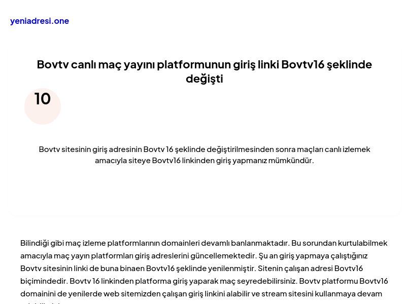 Bovtv canlı maç yayını platformunun giriş linki Bovtv16 şeklinde değişti - Ekran Görüntüsü