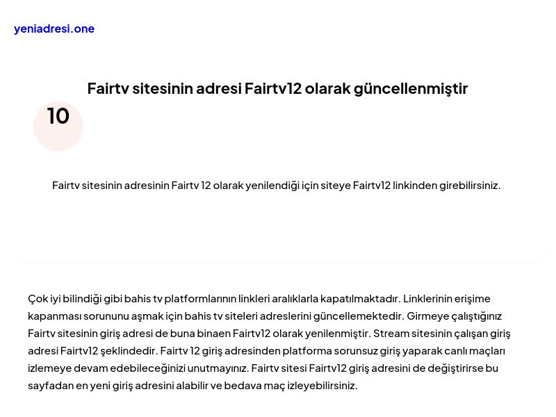 Fairtv sitesinin adresi Fairtv12 olarak güncellenmiştir - Ekran Görüntüsü