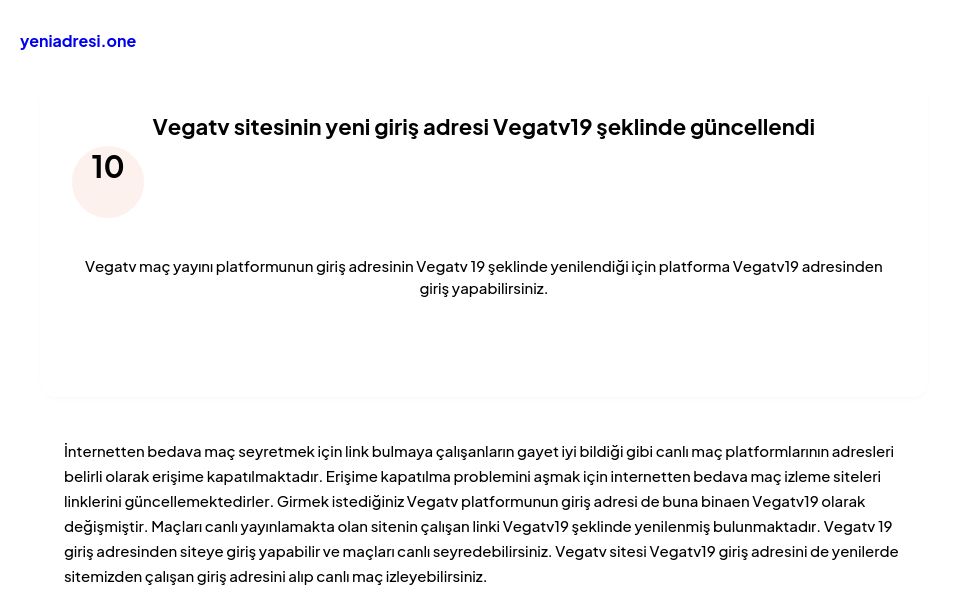 Vegatv sitesinin yeni giriş adresi Vegatv19 şeklinde güncellendi - Ekran Görüntüsü