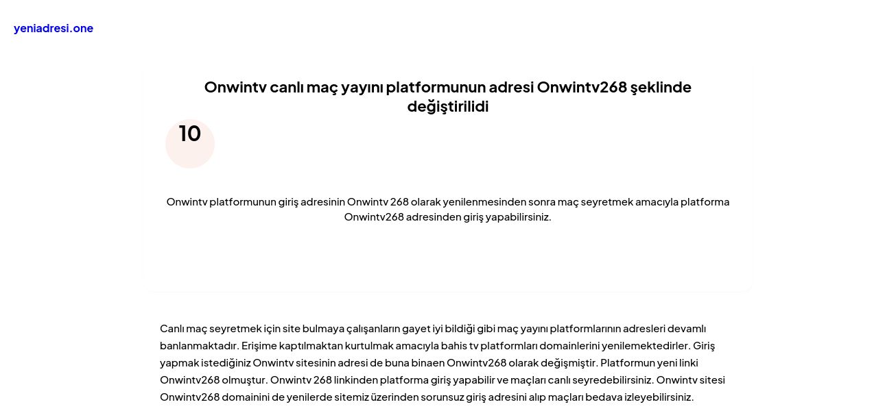 Onwintv canlı maç yayını platformunun adresi Onwintv268 şeklinde değiştirilidi - Ekran Görüntüsü