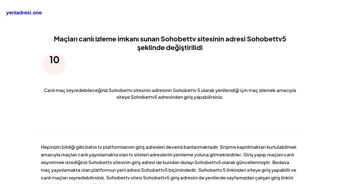 Maçları canlı izleme imkanı sunan Sohobettv sitesinin adresi Sohobettv5 şeklinde değiştirilidi - Ekran Görüntüsü