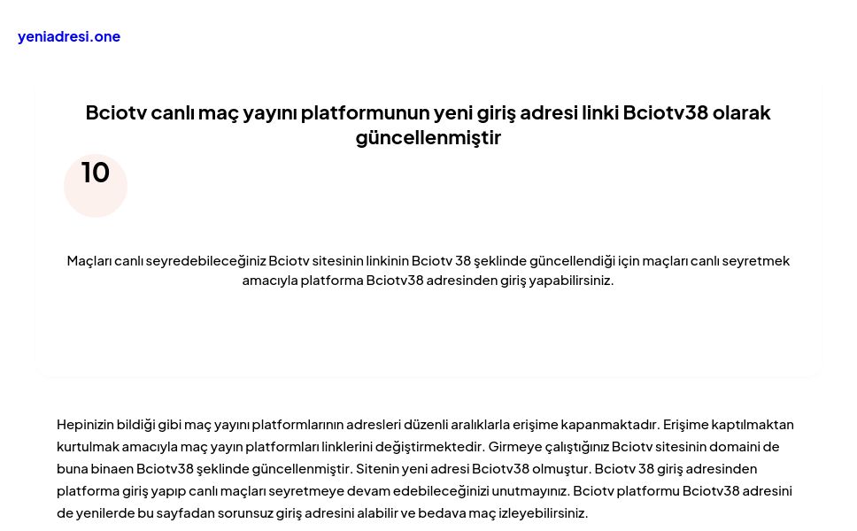Bciotv canlı maç yayını platformunun yeni giriş adresi linki Bciotv38 olarak güncellenmiştir - Ekran Görüntüsü