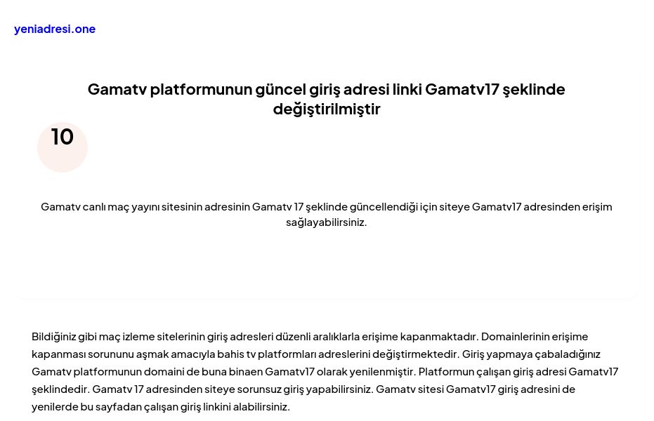 Gamatv platformunun güncel giriş adresi linki Gamatv17 şeklinde değiştirilmiştir - Ekran Görüntüsü