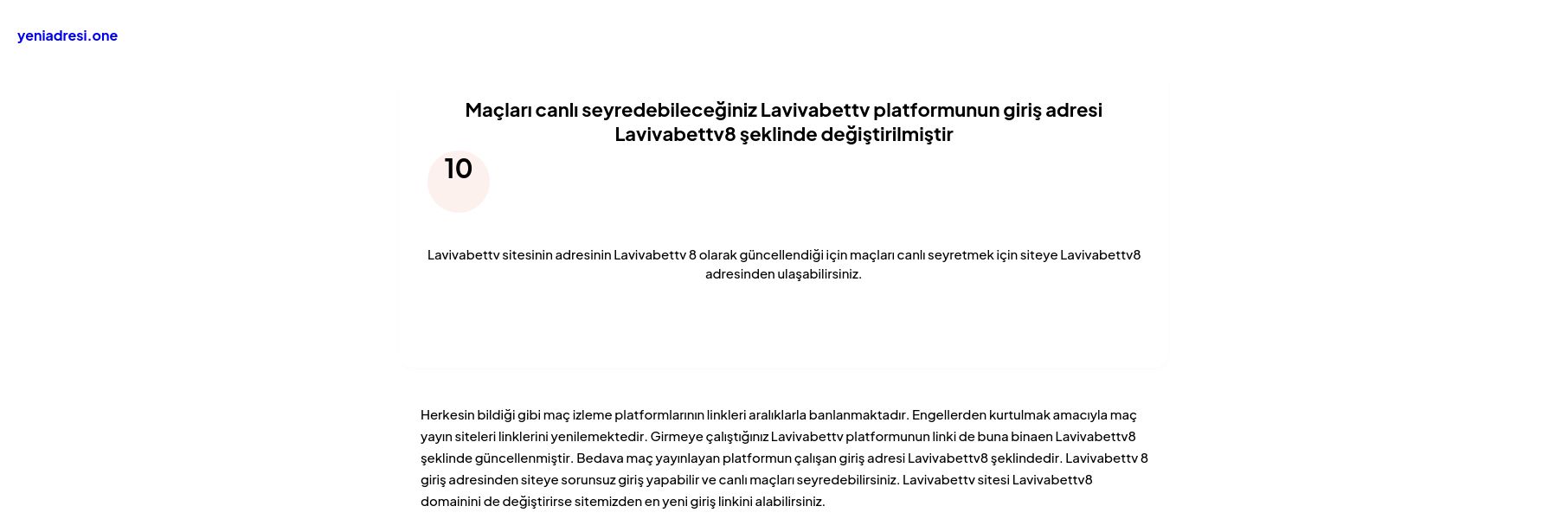 Maçları canlı seyredebileceğiniz Lavivabettv platformunun giriş adresi Lavivabettv8 şeklinde değiştirilmiştir - Ekran Görüntüsü