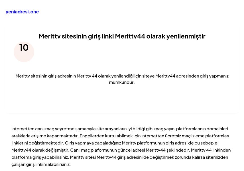 Merittv sitesinin giriş linki Merittv44 olarak yenilenmiştir - Ekran Görüntüsü