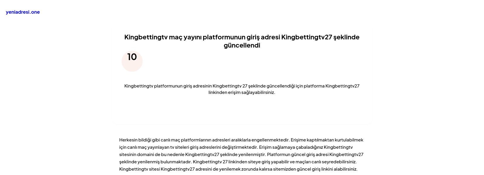 Kingbettingtv maç yayını platformunun giriş adresi Kingbettingtv27 şeklinde güncellendi - Ekran Görüntüsü