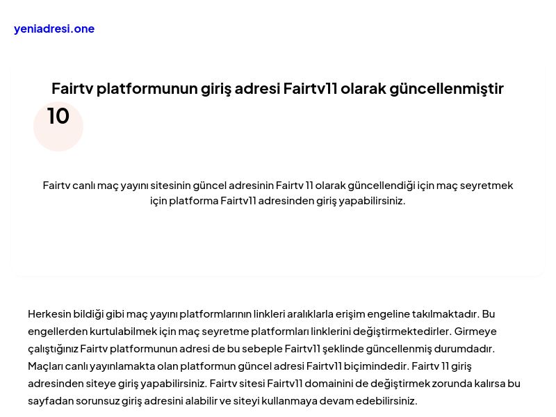 Fairtv platformunun giriş adresi Fairtv11 olarak güncellenmiştir - Ekran Görüntüsü