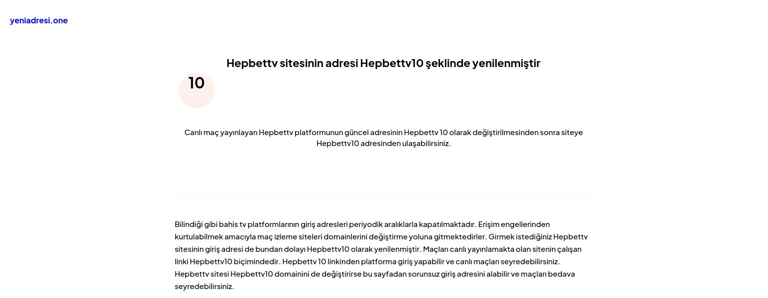 Hepbettv sitesinin adresi Hepbettv10 şeklinde yenilenmiştir - Ekran Görüntüsü