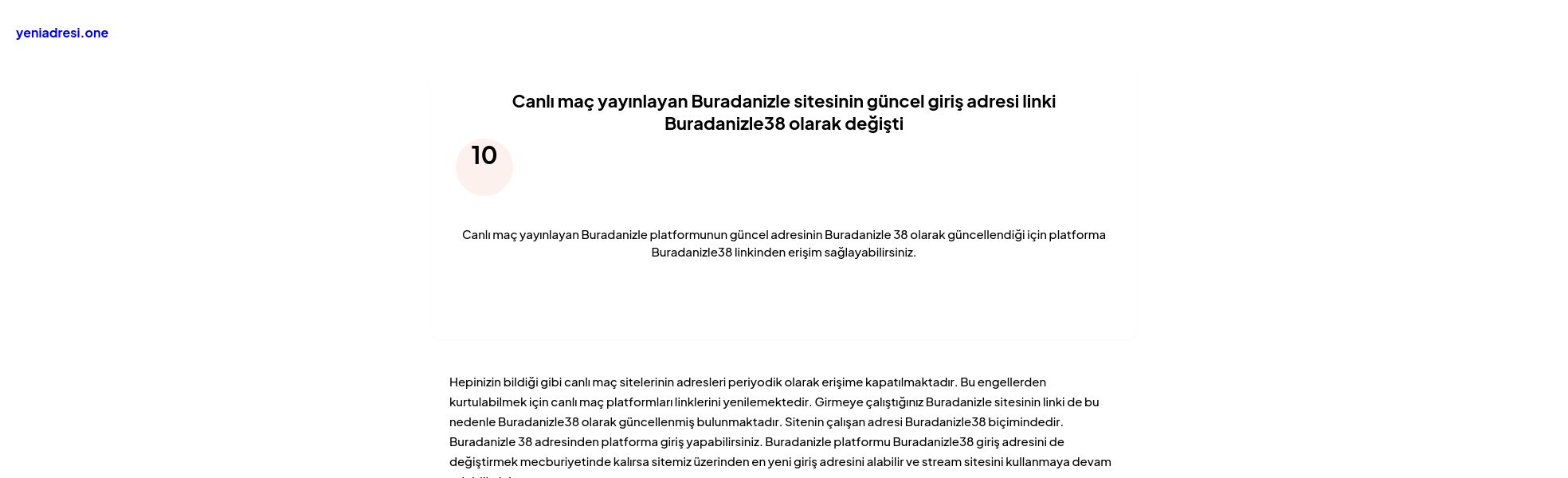 Canlı maç yayınlayan Buradanizle sitesinin güncel giriş adresi linki Buradanizle38 olarak değişti - Ekran Görüntüsü