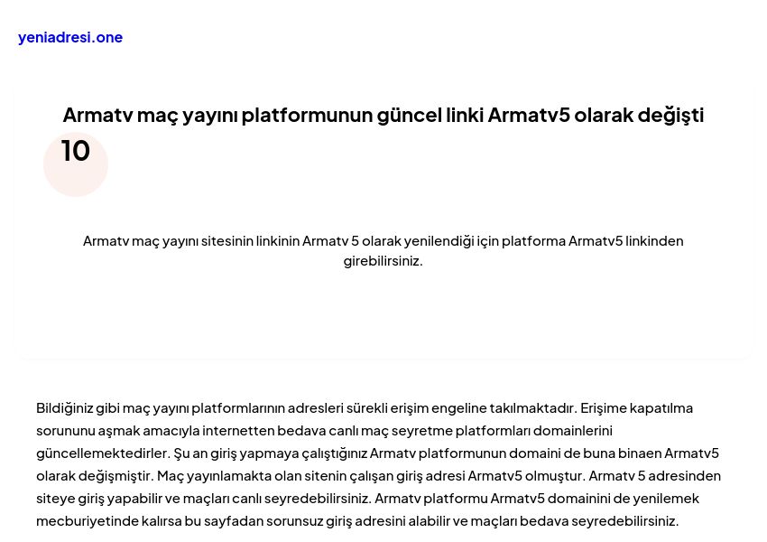 Armatv maç yayını platformunun güncel linki Armatv5 olarak değişti - Ekran Görüntüsü
