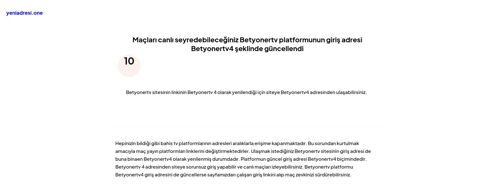 Maçları canlı seyredebileceğiniz Betyonertv platformunun giriş adresi Betyonertv4 şeklinde güncellendi - Ekran Görüntüsü