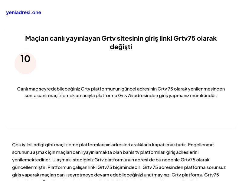 Maçları canlı yayınlayan Grtv sitesinin giriş linki Grtv75 olarak değişti - Ekran Görüntüsü
