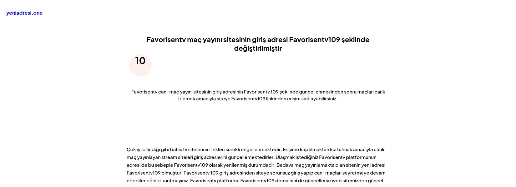 Favorisentv maç yayını sitesinin giriş adresi Favorisentv109 şeklinde değiştirilmiştir - Ekran Görüntüsü