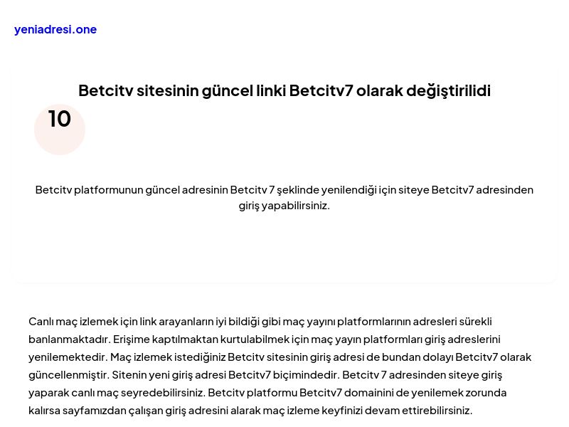 Betcitv sitesinin güncel linki Betcitv7 olarak değiştirilidi - Ekran Görüntüsü