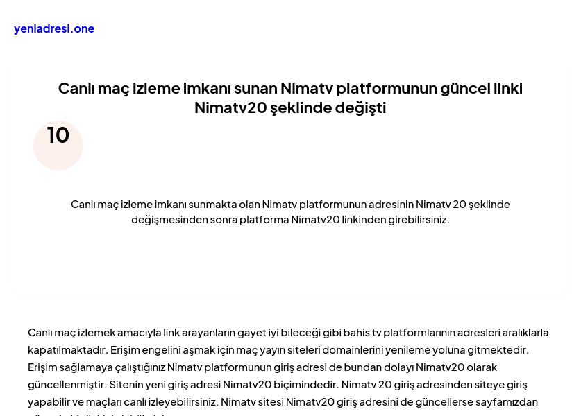 Canlı maç izleme imkanı sunan Nimatv platformunun güncel linki Nimatv20 şeklinde değişti - Ekran Görüntüsü