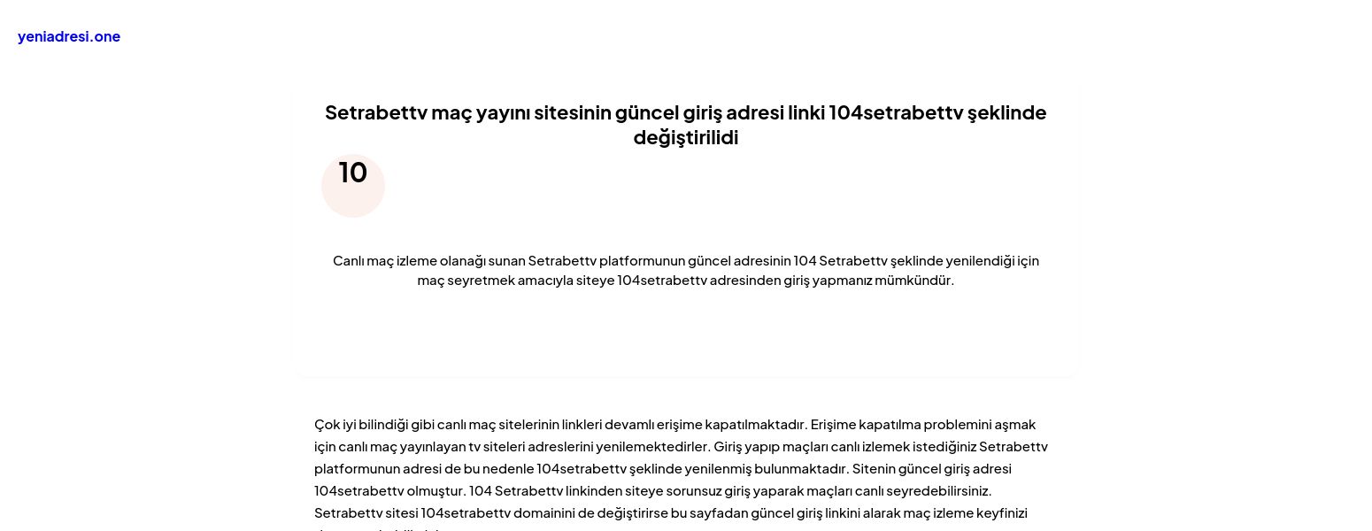 Setrabettv maç yayını sitesinin güncel giriş adresi linki 104setrabettv şeklinde değiştirilidi - Ekran Görüntüsü