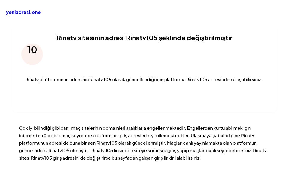 Rinatv sitesinin adresi Rinatv105 şeklinde değiştirilmiştir - Ekran Görüntüsü