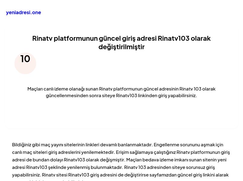 Rinatv platformunun güncel giriş adresi Rinatv103 olarak değiştirilmiştir - Ekran Görüntüsü