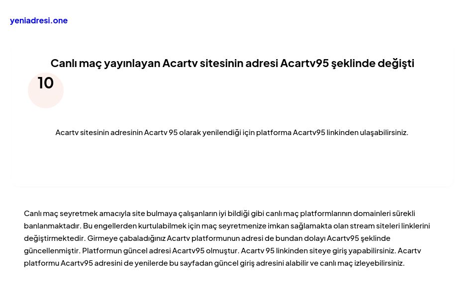 Canlı maç yayınlayan Acartv sitesinin adresi Acartv95 şeklinde değişti - Ekran Görüntüsü