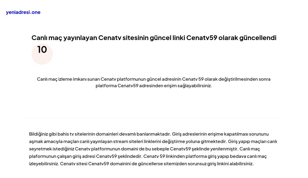 Canlı maç yayınlayan Cenatv sitesinin güncel linki Cenatv59 olarak güncellendi - Ekran Görüntüsü