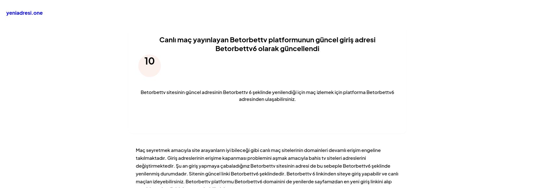 Canlı maç yayınlayan Betorbettv platformunun güncel giriş adresi Betorbettv6 olarak güncellendi - Ekran Görüntüsü