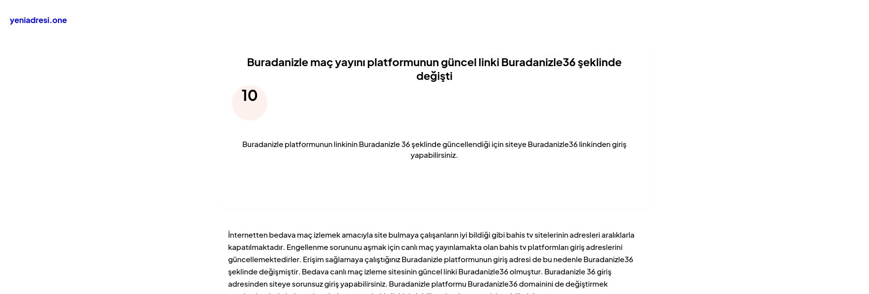Buradanizle maç yayını platformunun güncel linki Buradanizle36 şeklinde değişti - Ekran Görüntüsü