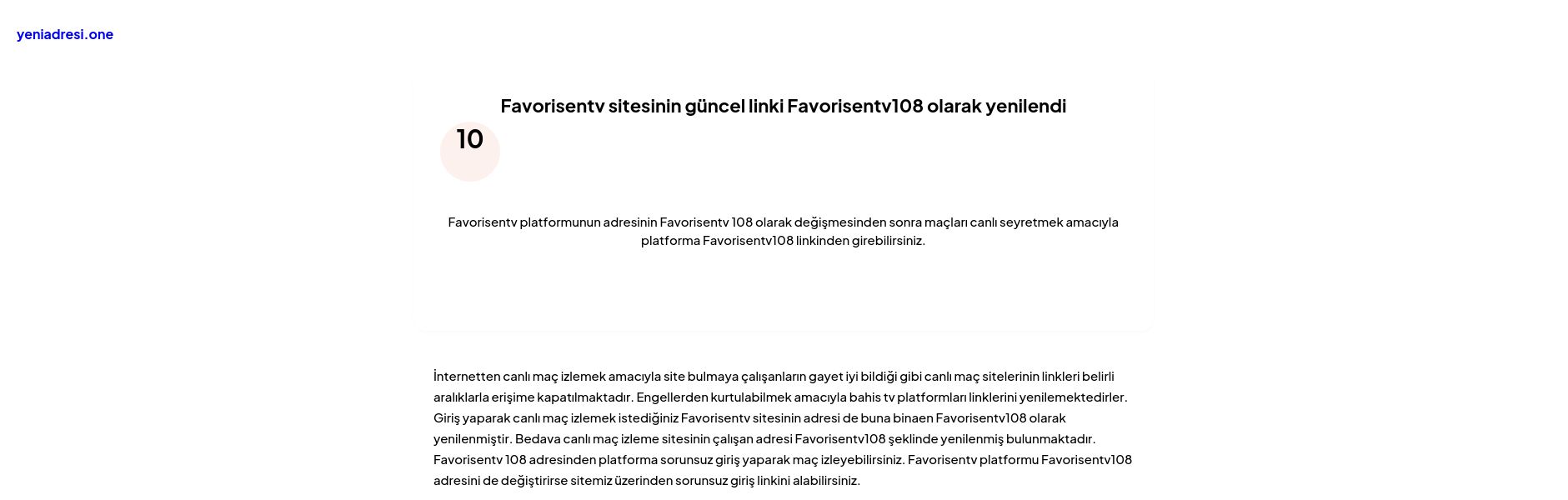 Favorisentv sitesinin güncel linki Favorisentv108 olarak yenilendi - Ekran Görüntüsü