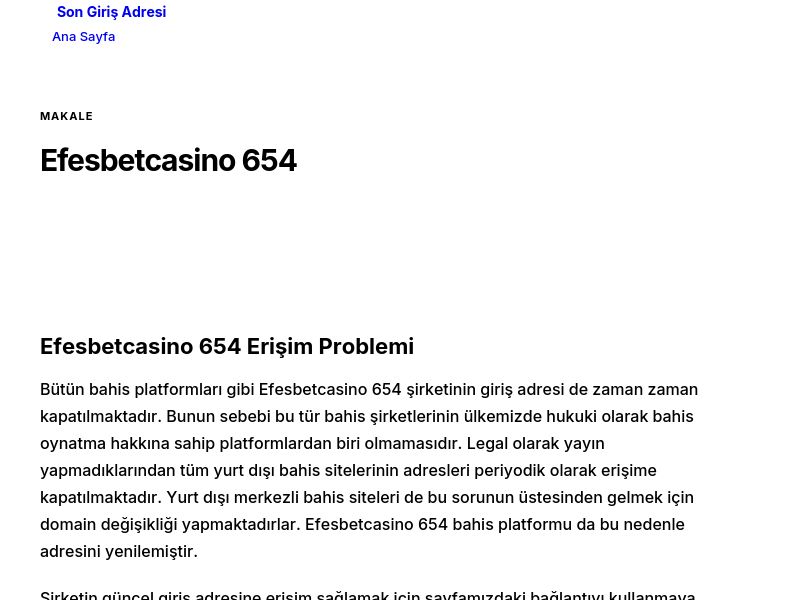 Efesbetcasino 654 - Son Giriş Adresi - Ekran Görüntüsü