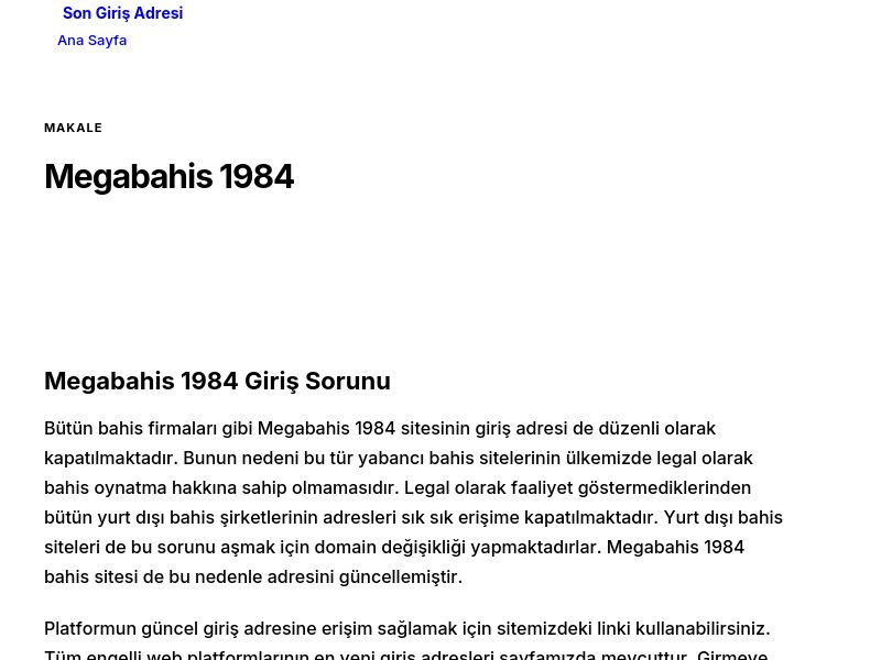 Megabahis 1984 - Son Giriş Adresi - Ekran Görüntüsü