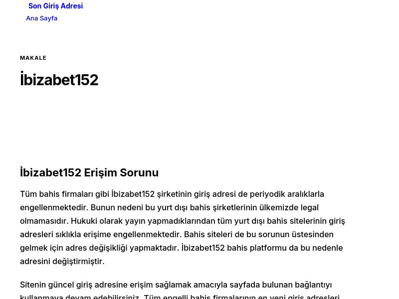 İbizabet152 - Son Giriş Adresi - Ekran Görüntüsü