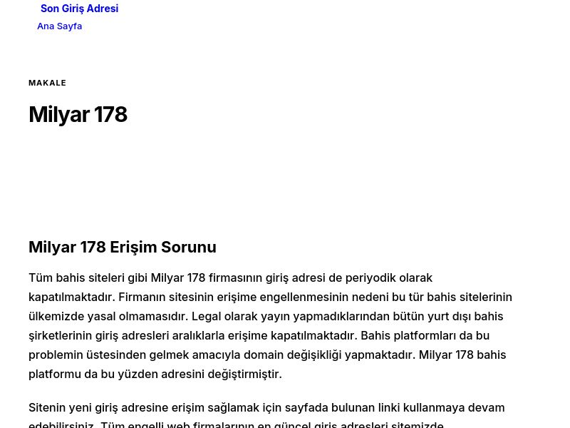 Milyar 178 - Son Giriş Adresi - Ekran Görüntüsü