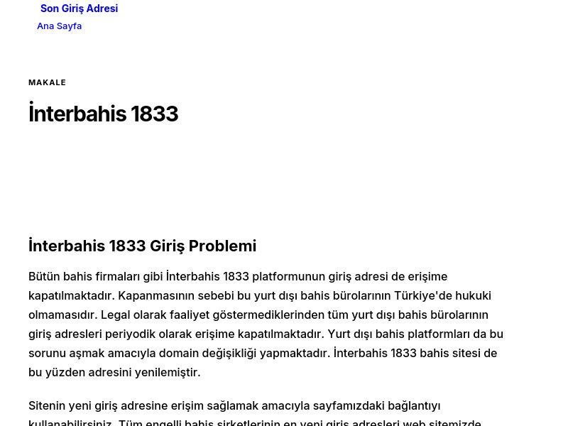 İnterbahis 1833 - Son Giriş Adresi - Ekran Görüntüsü