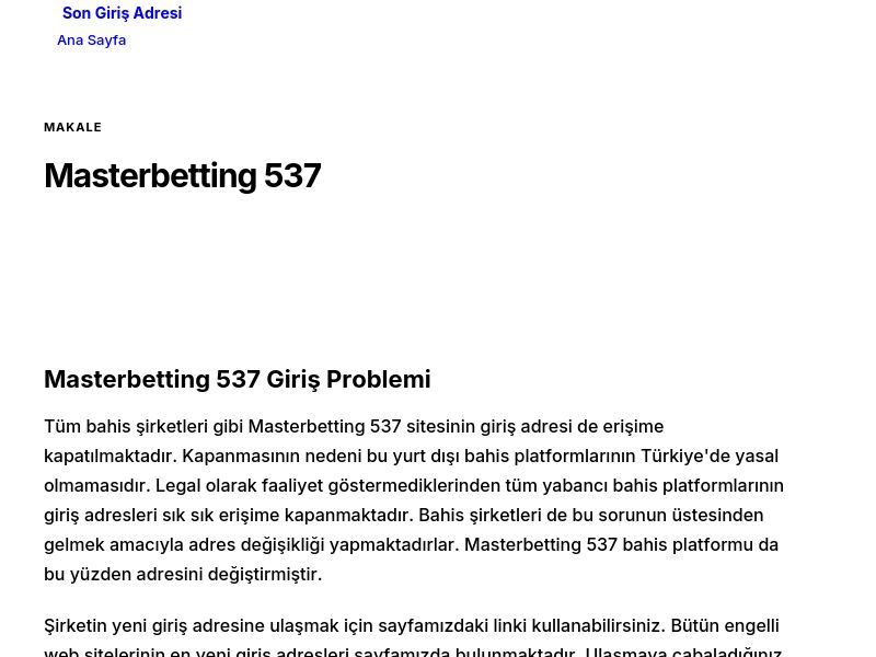Masterbetting 537 - Son Giriş Adresi - Ekran Görüntüsü