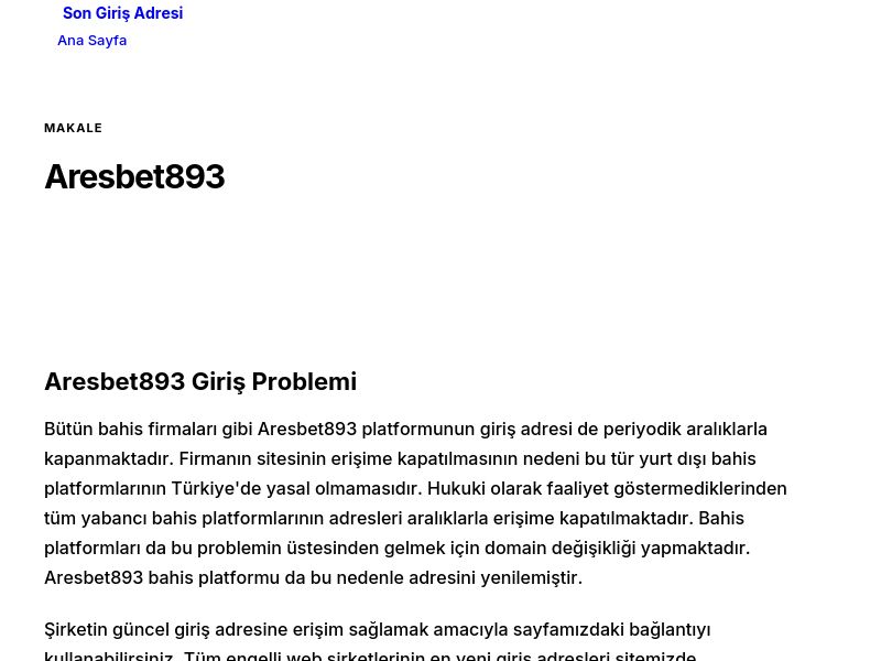 Aresbet893 - Son Giriş Adresi - Ekran Görüntüsü