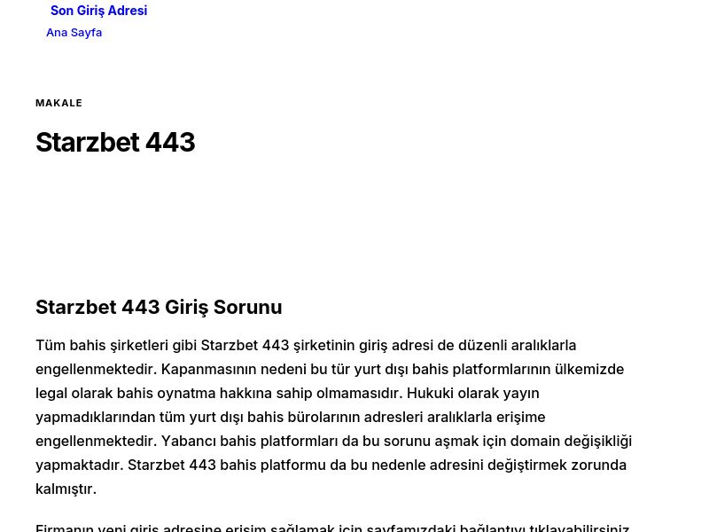 Starzbet 443 - Son Giriş Adresi - Ekran Görüntüsü