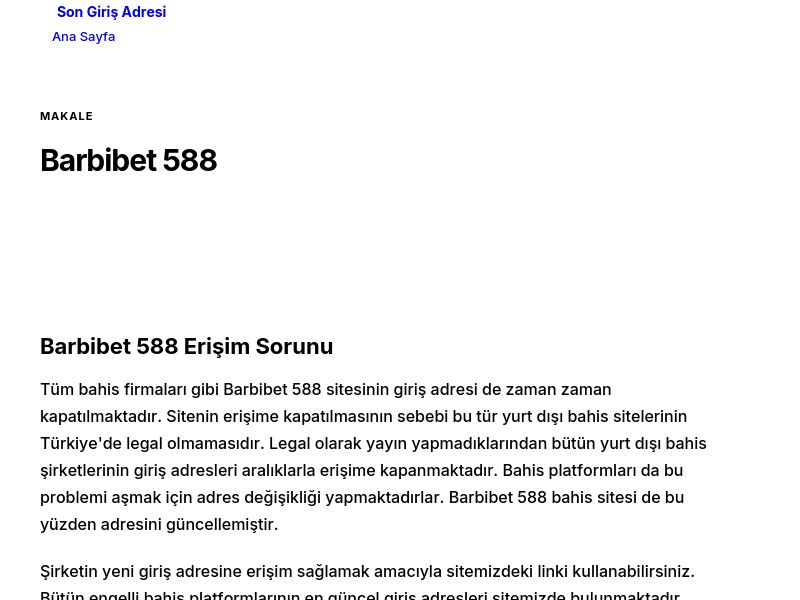 Barbibet 588 - Son Giriş Adresi - Ekran Görüntüsü