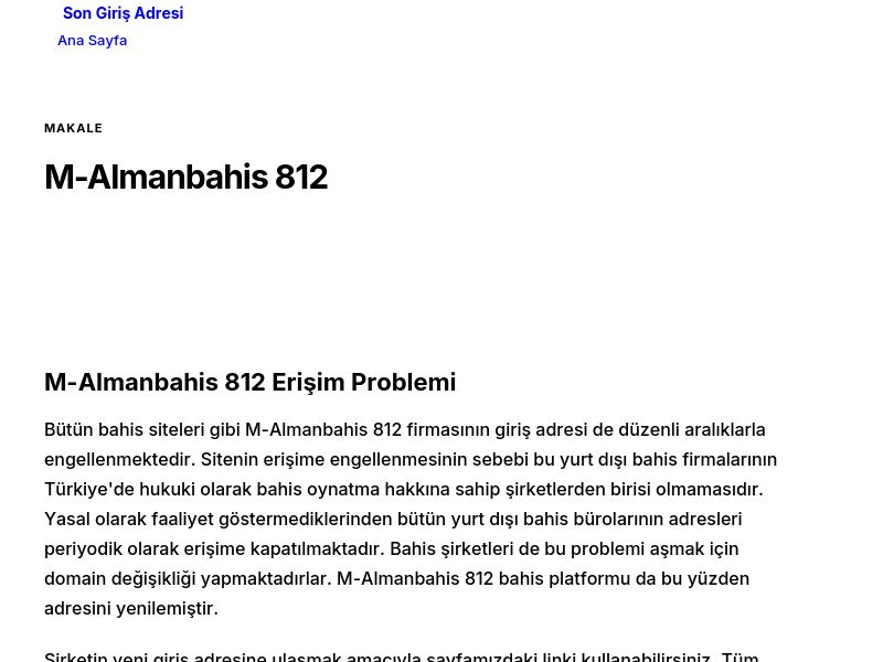 M-Almanbahis 812 - Son Giriş Adresi - Ekran Görüntüsü
